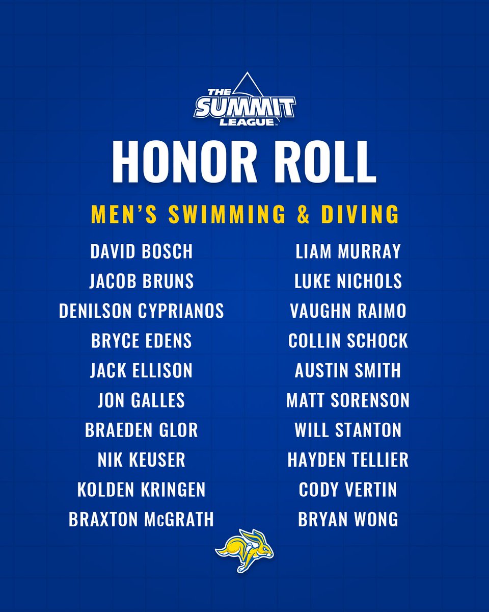 Jackrabbit Swim & Dive (@gojacksswim) on Twitter photo 4⃣2⃣ Jackrabbit student-athletes between our men's and women's swimming and diving teams earn recognition on <a href="/TheSummitLeague/">The Summit League</a> Academic Honor Roll
#GoJacks🐰 4⃣2⃣ Jackrabbit student-athletes between our men's and women's swimming and diving teams earn recognition on <a href="/TheSummitLeague/">The Summit League</a> Academic Honor Roll
#GoJacks🐰