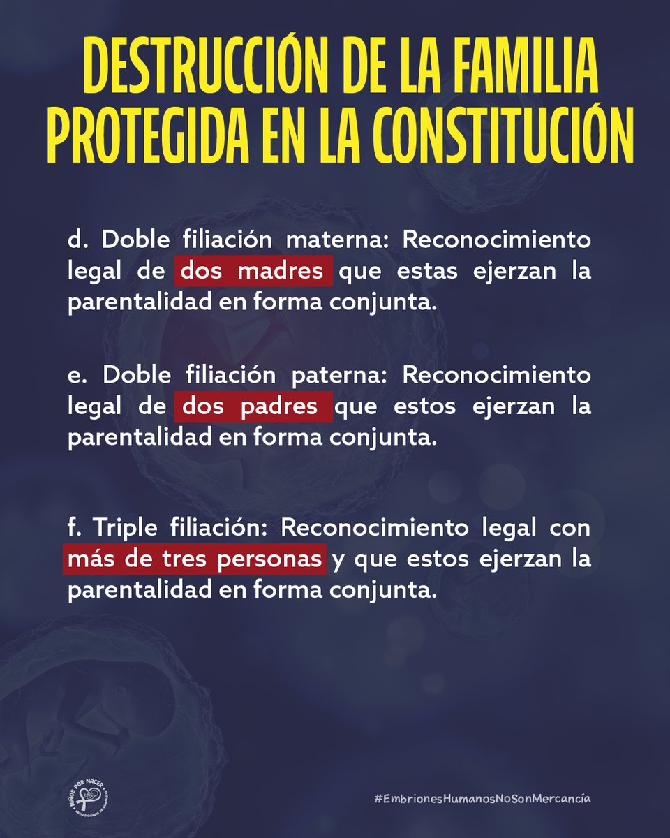 🆘 ¿La Asamblea se prestará nuevamente para servir a la agenda anti familia? ¡Espero que no! 🙏🏽

Nuevo proyecto de ley se trata en la Comisión de Salud, sobre la reproducción humana asistida en Ecuador.

Pregunto, ¿Cómo la verborrea de género en este proyecto de ley, soluciona la