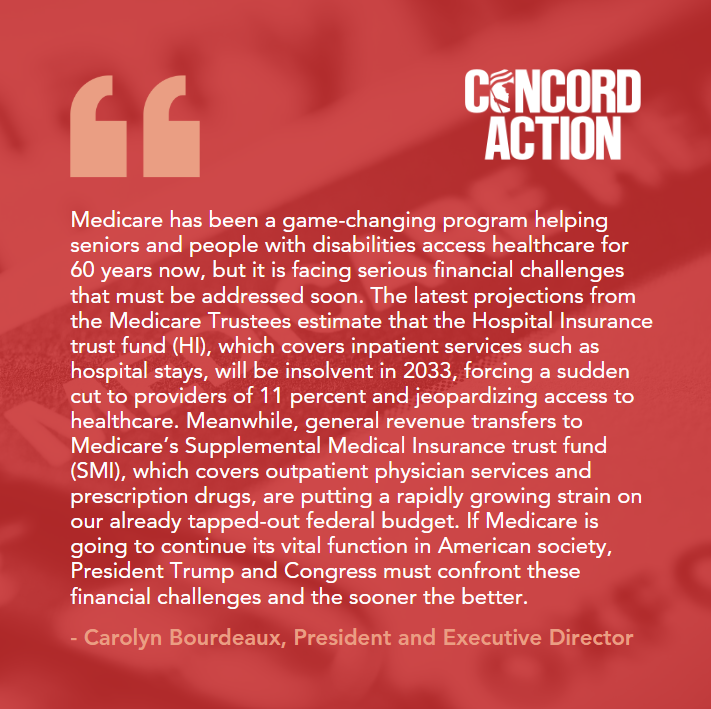 Concord Action (@concordaction) on Twitter photo "If Medicare is going to continue its vital function in American society, POTUS and Congress must confront these financial challenges and the sooner the better." — <a href="/CarolynConcord/">CarolynConcord</a> in a statement on the 60th anniversary of Medicare.
Read the full statement: concordaction.org/news/press-rel… "If Medicare is going to continue its vital function in American society, POTUS and Congress must confront these financial challenges and the sooner the better." — <a href="/CarolynConcord/">CarolynConcord</a> in a statement on the 60th anniversary of Medicare.
Read the full statement: concordaction.org/news/press-rel…