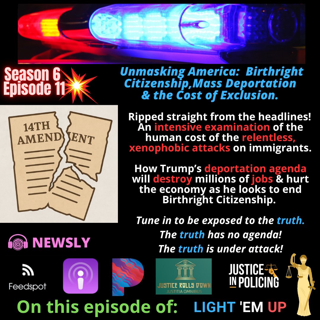 Unmasking America: Birthright Citizenship, Mass Deportation &amp; the Cost of Exclusion. The 14th Amendment on Trial, Citizenship Under Siege. The Use of the Executive Order to Bypass the Constitution &amp; Redefine the Meaning of U.S. Citizenship

Tune in here: buzzsprout.com/823981/episode…