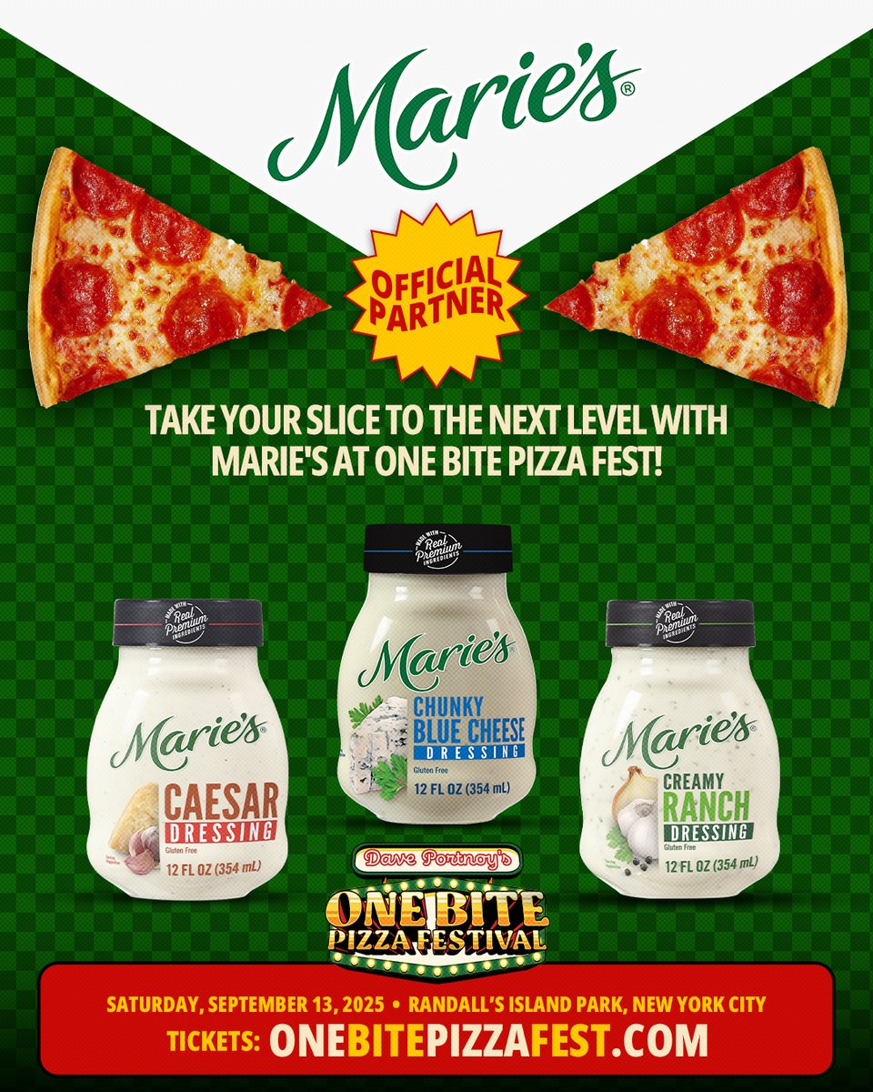 Pizza meets its perfect match 🥗🍕 Marie’s is bringing a dressing wall to One Bite Pizza Fest! Come drizzle, dip, and discover why Marie's Dressing is the boldest sidekick your slice could ask for.