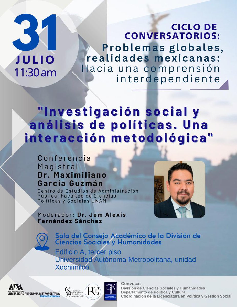 Muy honrado de visitar el próximo jueves a la querida comunidad de la <a href="/uamxoficial/">UAM Xochimilco</a>, donde tendré la oportunidad de exponer sobre investigación social y análisis de políticas.

Un agradecimiento al Dr. <a href="/AlexisFersz/">Alexis Fersz</a> por su generosa invitación.