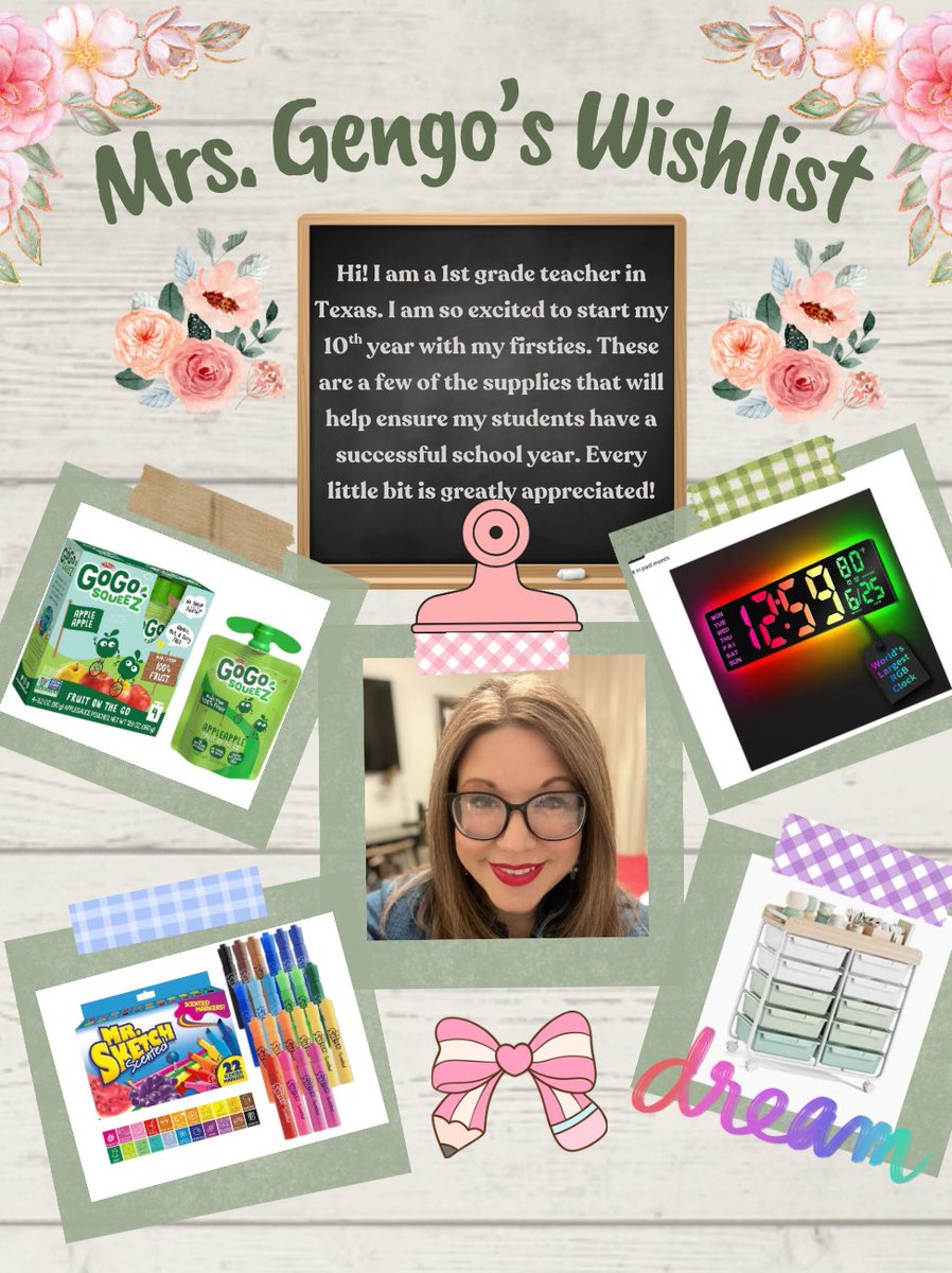 Mrs. G in 1st (@mrsgin1st) on Twitter photo <a href="/chipgaines/">Chip Gaines</a> <a href="/magnolia/">magnolia</a> <a href="/AssistingChip/">Assisting Chip</a> Hi! 👋 I’m a 1st grade teacher in Texas. 🍎This is my 10th year teaching, and school starts back next week! 🫶Thank you for taking a look at my list and any help making this a great year is so appreciated!💕
#clearthelist #ClearTheList2025 #Teachersof𝕏
amazon.com/hz/wishlist/ls… <a href="/chipgaines/">Chip Gaines</a> <a href="/magnolia/">magnolia</a> <a href="/AssistingChip/">Assisting Chip</a> Hi! 👋 I’m a 1st grade teacher in Texas. 🍎This is my 10th year teaching, and school starts back next week! 🫶Thank you for taking a look at my list and any help making this a great year is so appreciated!💕
#clearthelist #ClearTheList2025 #Teachersof𝕏
amazon.com/hz/wishlist/ls…