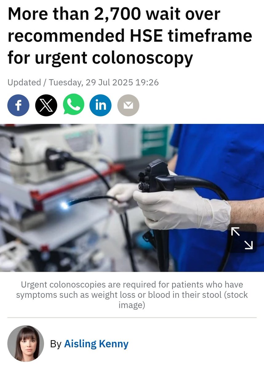 More than 2,700 people across Ireland waited longer than the recommended timeframe for an urgent colonoscopy between January and May this year, figures obtained by RTÉ News show. Aisling Kenny

The Irish Cancer Society has said the delays are putting patients lives at risk.