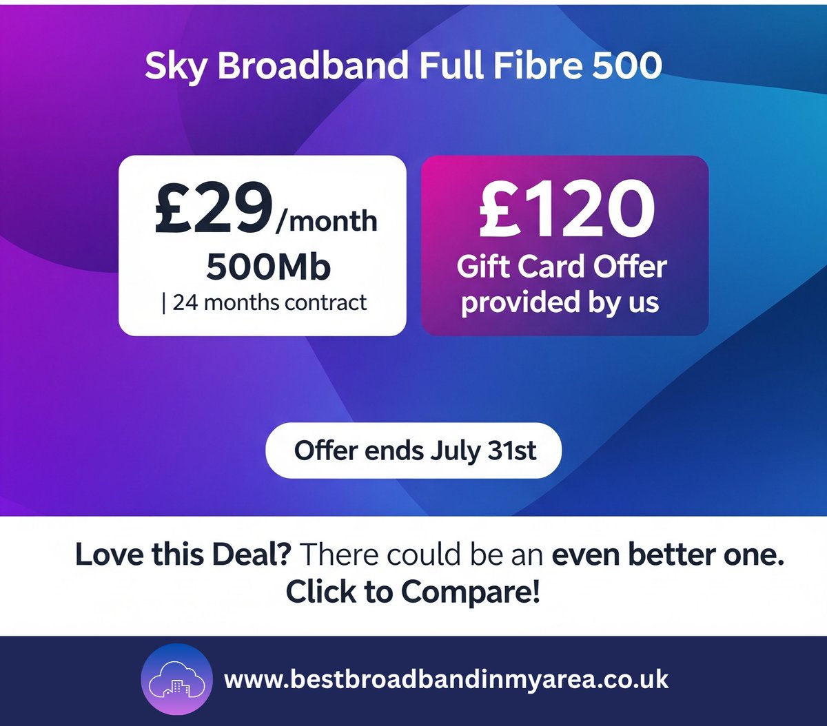 BroadbandSmith's tweet photo. ENDS THURSDAY, JULY 31ST! 💥
Sky Full Fibre 500: £29/month (500Mb speed!) 🚀 Get a £120 gift card from us when you sign up! No setup fee. Love this deal? There could be an even better one. Click to compare! 👇
https://t.co/6n4mXOBOst
#England #broadband #VPN #OnlineSafety https://t.co/t2T7i7x728