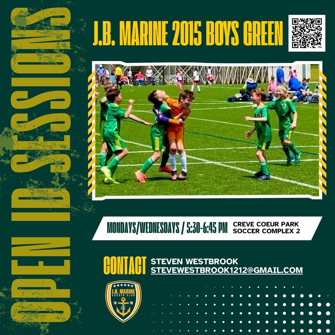 J.B. Marine SC (@jbmarinesc) on Twitter photo 🔥LOOKING FOR 2015 BOYS!⚽️
Training begins on Aug. 4th. The team trains on Monday and Wednesday nights from 5:30 - 6:45 PM on CCSP #2 and players are welcome at all sessions. Contact Steven Westbrook at stevewestbrook1212@gmail.com for more info. 🔥LOOKING FOR 2015 BOYS!⚽️
Training begins on Aug. 4th. The team trains on Monday and Wednesday nights from 5:30 - 6:45 PM on CCSP #2 and players are welcome at all sessions. Contact Steven Westbrook at stevewestbrook1212@gmail.com for more info.