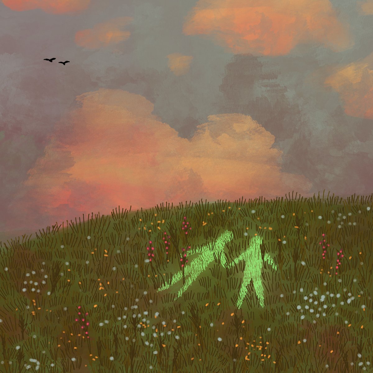 And the grass where you lay left a bed in your shape