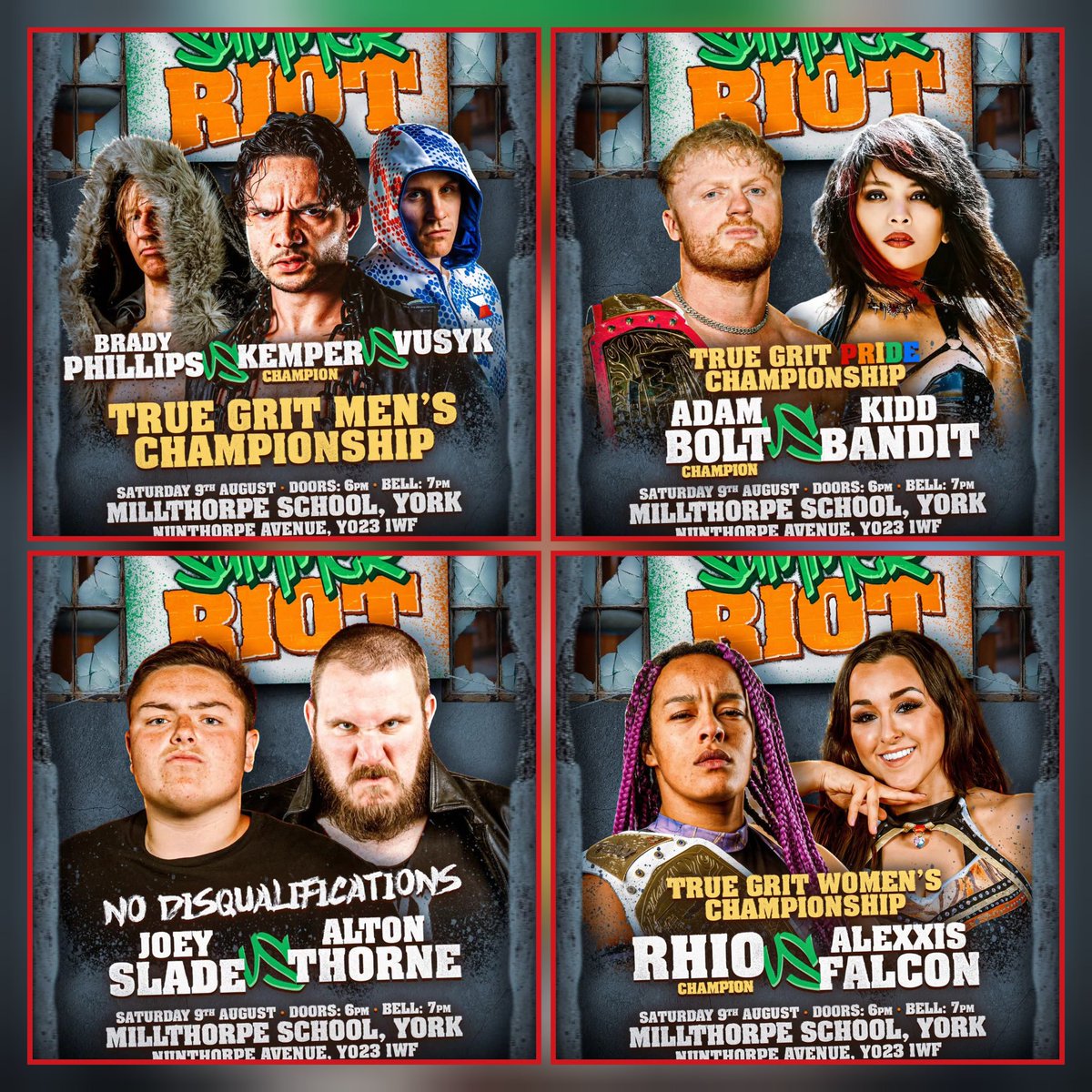 Four Matches officially announced so far for the next True Grit Wrestling Show in York 

Still waiting on Merch Man Stu vs Sean Only graphic, till that shows up I'll keep fingers crossed Stu can find a loop hole and get out the match