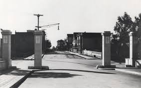 Sather Gate under construction in 1909. What is now Sproul Plaza was then still part of Telegraph Avenue and Sather Gate was built to be the formal southern entrance to campus.