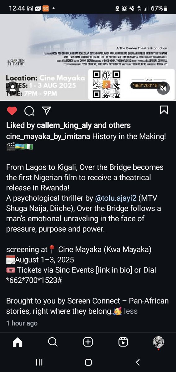 teeman14's tweet photo. Over the Bridge is "The first Nigerian film to receive theatrical release in Rwanda" Thank you so much🙏🏾🙏🏾 @screen_connect  @cinemayaka
#giftthatkeepsgiving
#overthebridge https://t.co/vPZoxkOmBG