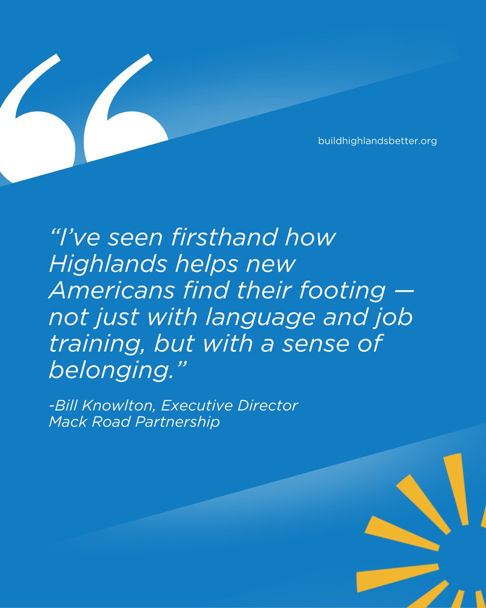 At Highlands, we’re proud to support newcomers as they build brighter futures — together. 💪💬💼  #CommunitySupport #HighlandsStrong #ImmigrantVoices #BuildHighlandsBackBetter #NewBeginnings #WeAreHighlands #ItsNeverTooLate
