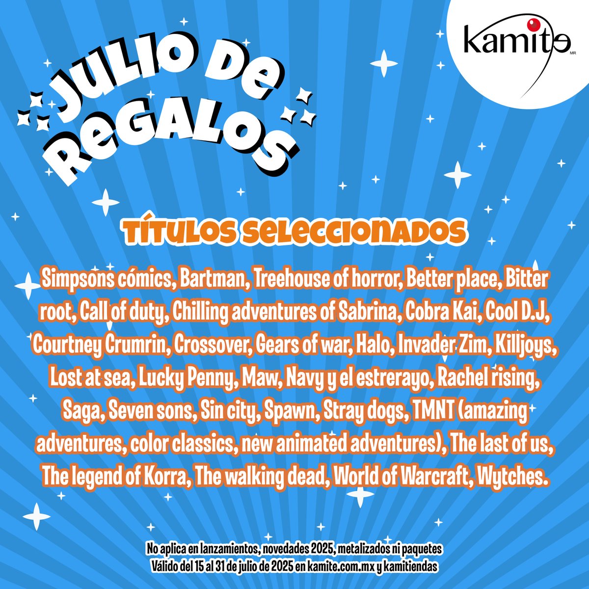 ¡Ya casi se acaba #JuliodeRegalos!😯
¿Aún no aprovechan ese 20% de descuento?🤔¿Y qué tal llevarse un #kamitítulo sorpresa con su compra mayor a $800?🎁
🛍️ Este es el combo ideal para los fans del cómic✨
🗓️ ¡Quedan pocos días, así que pónganse las pilas👉 t.ly/OwjNn
