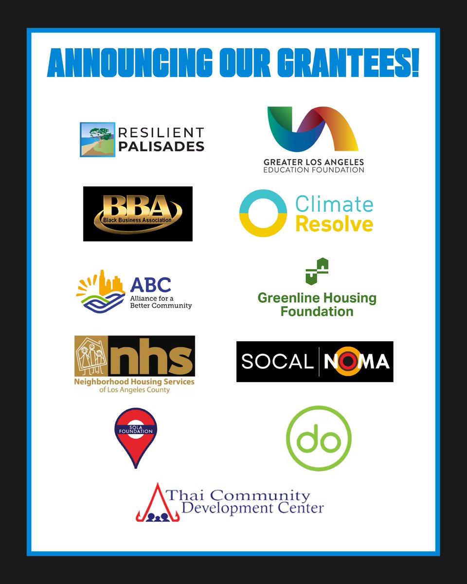 CCF’s LA n Sync has officially awarded $1M in Wildfire Recovery &amp; Resiliency grants to 11 community-based projects supporting fire-impacted areas in LA County.