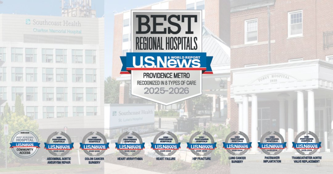 Southcoast Health (@southcoasthlth) on Twitter photo We’re proud to announce that Southcoast Hospitals Group – including Charlton Memorial, St. Luke’s and Tobey – ranked #13 on this year’s <a href="/usnews/">U.S. News & World Report</a> lists of Best Hospitals in Massachusetts and #1 in the Providence Metro Area.
More info: southcoast.org/best-hospitals… We’re proud to announce that Southcoast Hospitals Group – including Charlton Memorial, St. Luke’s and Tobey – ranked #13 on this year’s <a href="/usnews/">U.S. News & World Report</a> lists of Best Hospitals in Massachusetts and #1 in the Providence Metro Area.
More info: southcoast.org/best-hospitals…