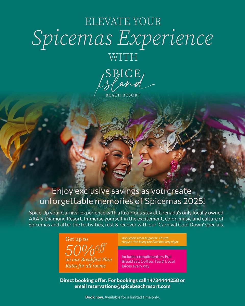 Relax, Recover &amp; Recharge
After all the rhythm, revelry, and color of Spicemas 2025, unwind at Spice Island Beach Resort.

Book direct by August 17 and treat yourself to the ultimate Carnival cool down.

#SpiceIslandBeachResort #Spicemas #GrenadaGetaway