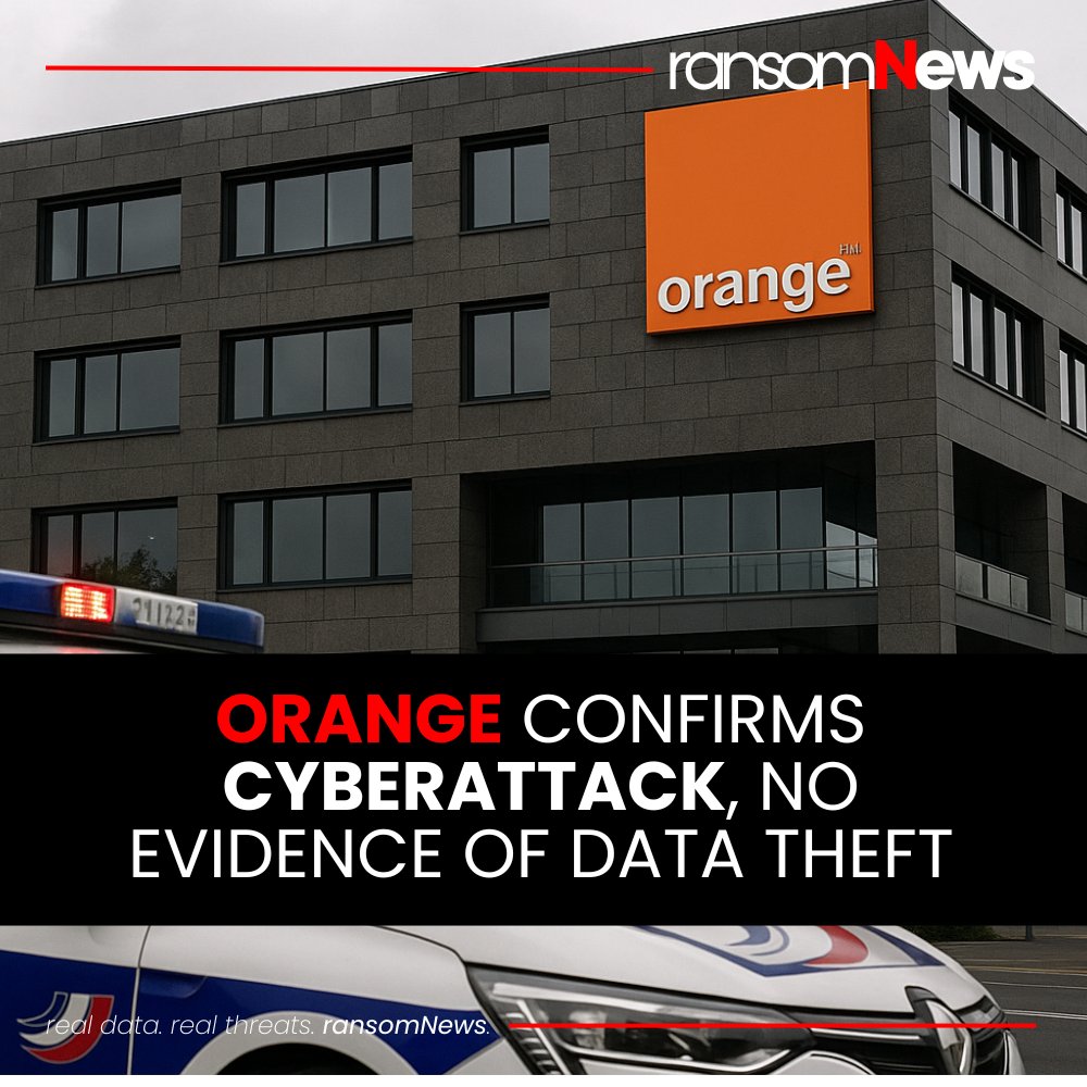 🚨 Orange cyberattack

#Orange confirms cyberattack detected July 25 on internal systems.

Disruptions hit platforms in France; no evidence of data theft yet.
Investigation ongoing, containment in progress.

#ransomNews #CyberSecurity #Infosec