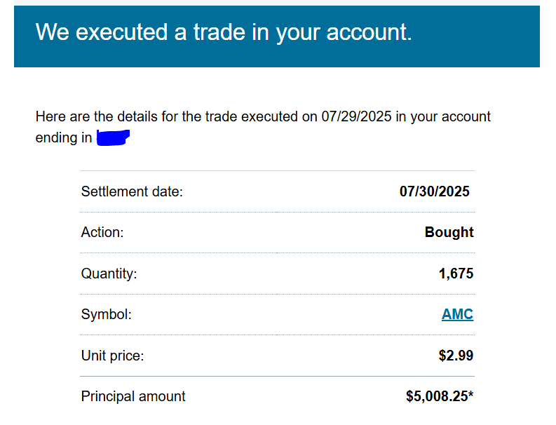 John_6teen's tweet photo. Bought 1,675 $AMC shares today #BUYTHEFLOATJULY
Never sold any.
#KenGriffinLiedUnderOath #CitadelScandal #AMCNEVERLEAVING #AMC $APE #GME $GME #AMCSQUEEZE #ApesTogetherStrong #AMCARMY #AMCNATION #AMCSTOCK #AMC500k #MOASS #HYMC #AMCSTRONG #AMCtothemoon #NakedShorts $XRP $HYMC $DJT https://t.co/kn53agP2Ur