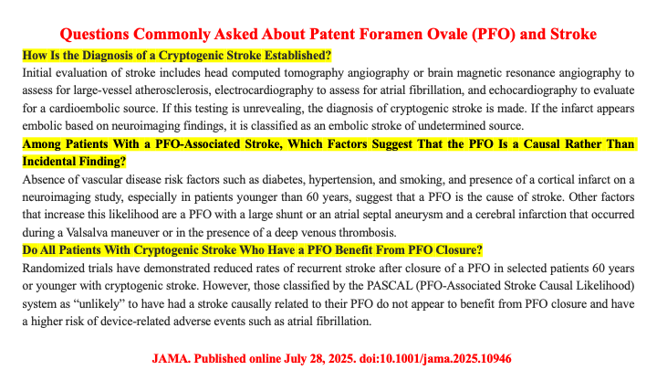 drraviele's tweet photo. 📌 Patent Foramen Ovale &amp; Risk of Stroke 🧠
👉 2025 Review
#PFO #CardioTwitter #MedTwitter #Stroke #Review @DrMarthaGulati @ZHeart11768530 @AnastasiaSMihai @TJaredBunch @DrJasonAndrade @DhirajGuptaBHRS  @cpgale3 @SposatoL @SeguraCardio @Hragy @mmamas1973 @ErinMichos @adribaran https://t.co/VdR8Fs0NM3