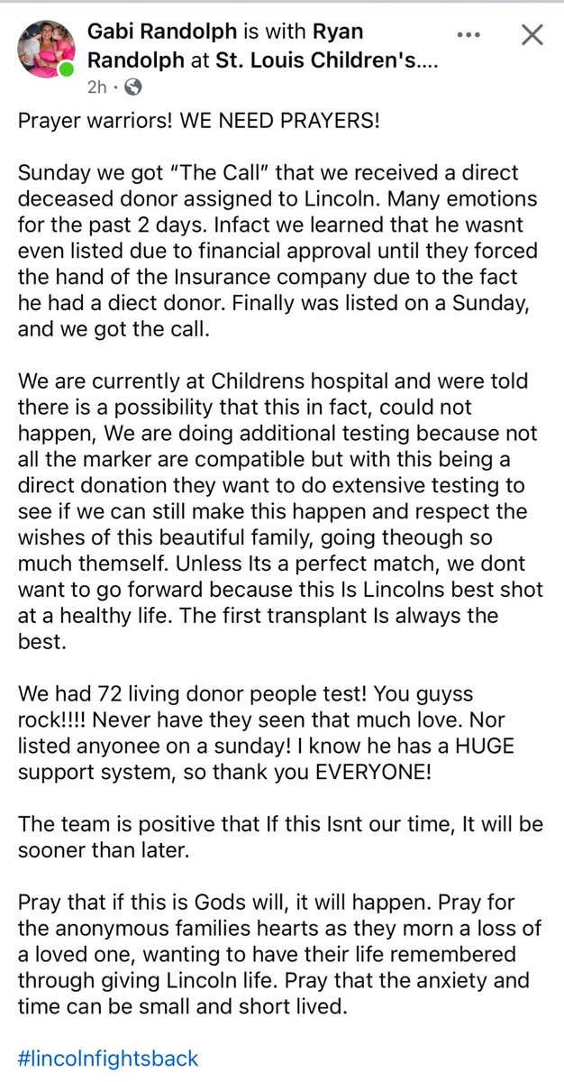 DerekParris's tweet photo. Prayers needed! #LincolnFightsBack https://t.co/wKsL4uJ6Lc