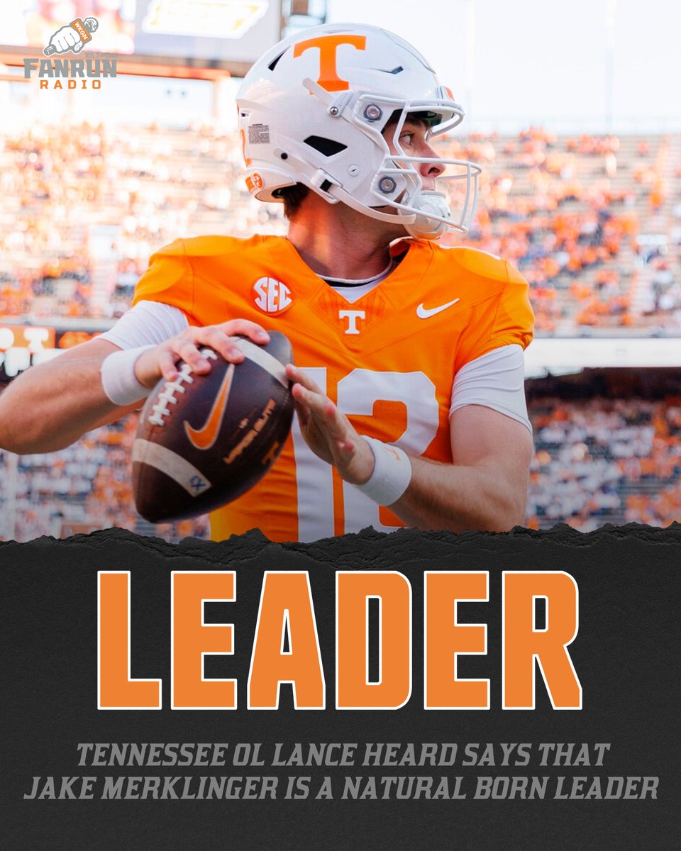 FOX Sports Knoxville (@foxsportsknox) on Twitter photo QB COMP👀: Tennessee OL Lance Heard says that QB Jake Merklinger is a LEADER per <a href="/rschump00/">Ryan Schumpert</a>:
“(Jake) is a natural born leader… You’d think he’s a four or five year vet with the way he handles himself.”😳
Merklinger has made a GREAT impression this offseason.🔥
#ForTheFans QB COMP👀: Tennessee OL Lance Heard says that QB Jake Merklinger is a LEADER per <a href="/rschump00/">Ryan Schumpert</a>:
“(Jake) is a natural born leader… You’d think he’s a four or five year vet with the way he handles himself.”😳
Merklinger has made a GREAT impression this offseason.🔥
#ForTheFans
