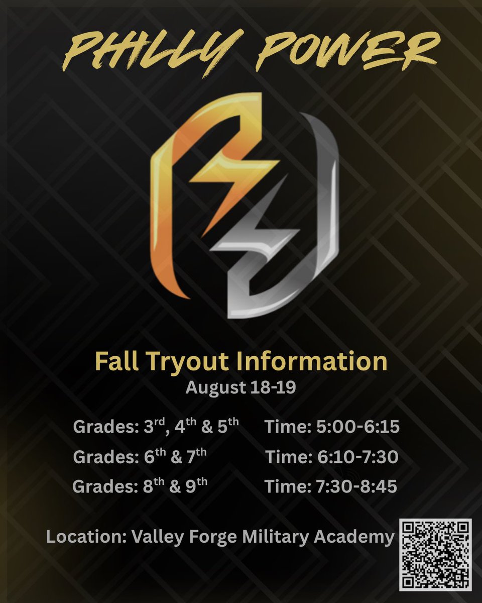 Philly Power Fall AAu registration code below. Tryouts are Monday and Tuesday August 18th and 19th. Just need to attend one tryout to be considered 🔥💪👀👇#PowerUp