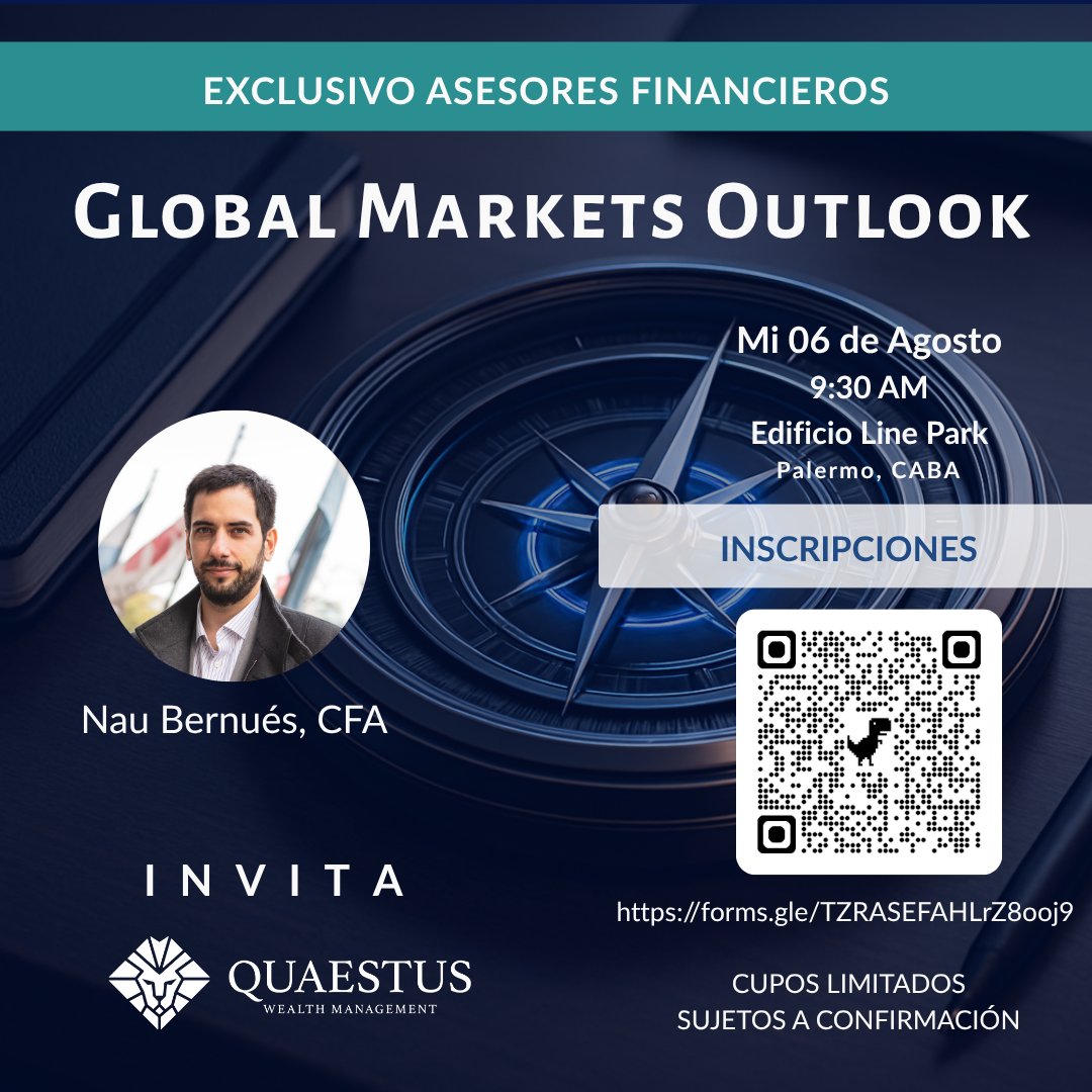 No todo pasa en las pantallas.

El 6 de agosto armamos un espacio real, de esos que valen la pena. Café en mano, vamos a hablar de lo que viene:
- Mercados globales.
- Fondos internacionales.
- Dónde y cómo posicionarnos.

También vamos a escucharnos entre colegas. El debate