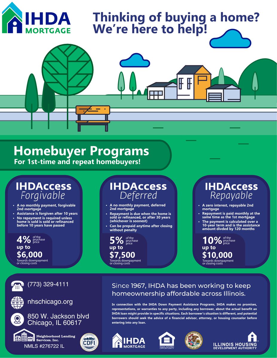 Thinking about buying a home? 🏠 Whether you're a first-time buyer or looking to purchase again, IHDA Mortgage offers down payment and closing cost assistance to help make homeownership more affordable.

With programs like IHDAccess Forgivable, Deferred, and Repayable, you could