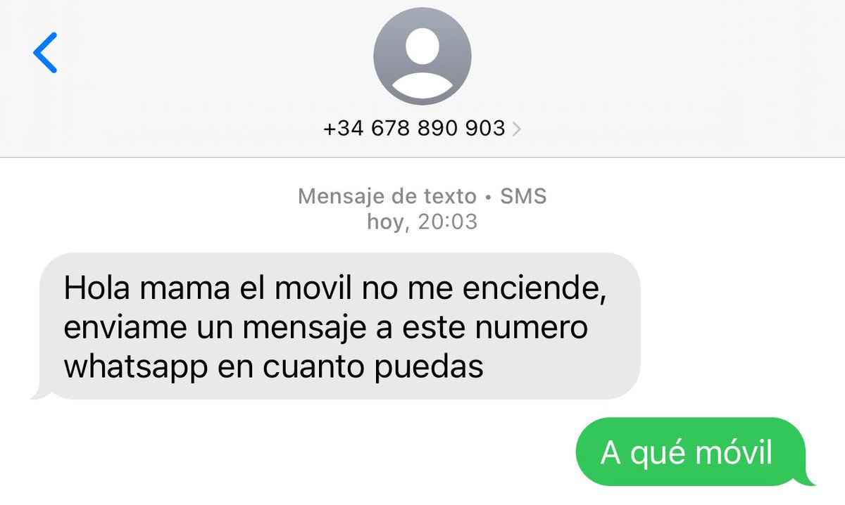 Me han intentado estafar con la bromita de “mamá el móvil no me enciende, escríbeme por WhatsApp a este número”.

Sólo pensar que se aprovechan de las personas mayores, me hierve la sangre, así que he decidido hacerle sufrir un poco.

🧵 hilo.