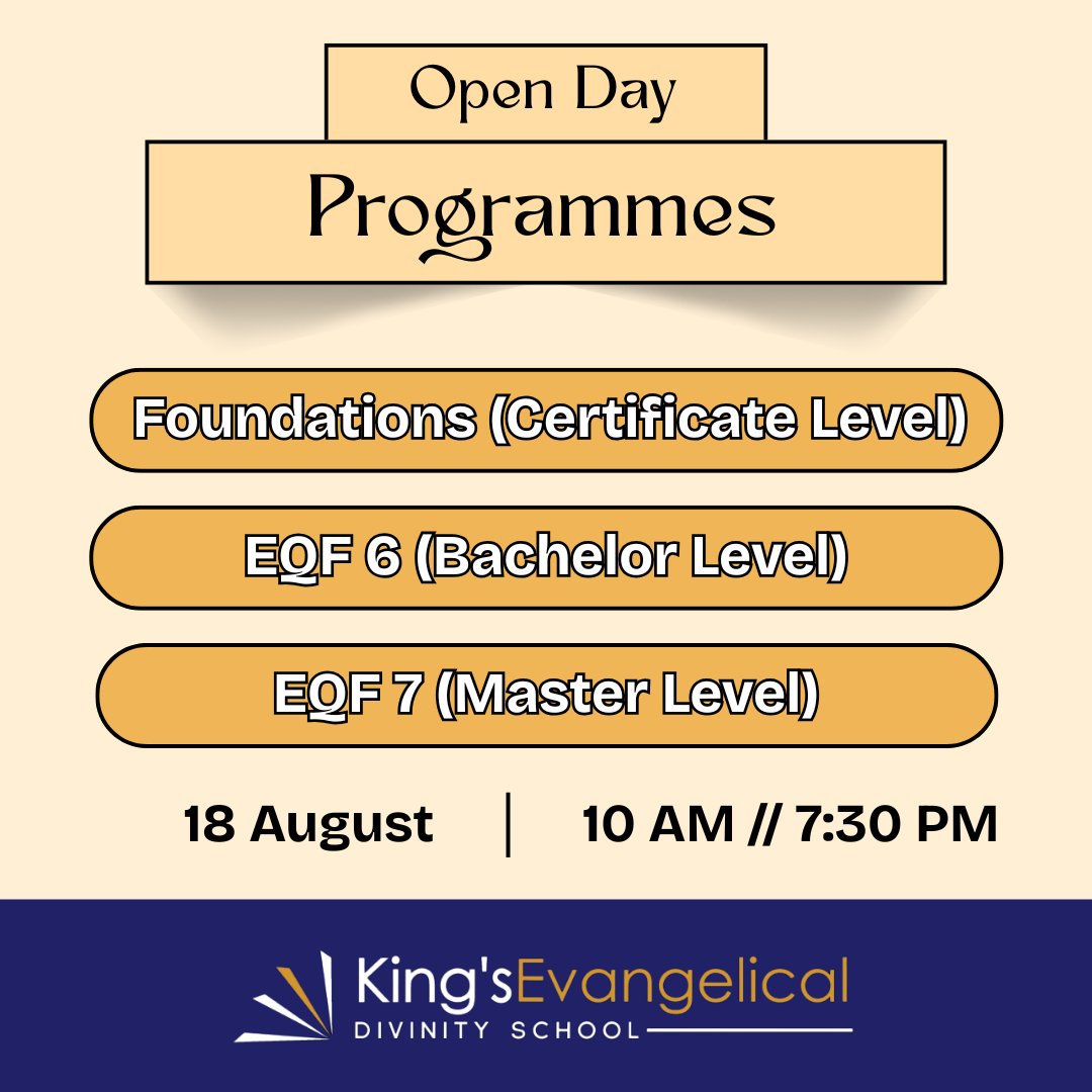 KingsDivinity's tweet image. We are rolling out new programmes at the certificate, bachelor, and master level. Sign up for Open Day to see where you fit!

We have two sessions available: AM and PM. Reserve your spot via one of the links below!

AM: tinyurl.com/y6tvb6aw
PM: tinyurl.com/47urnuyt