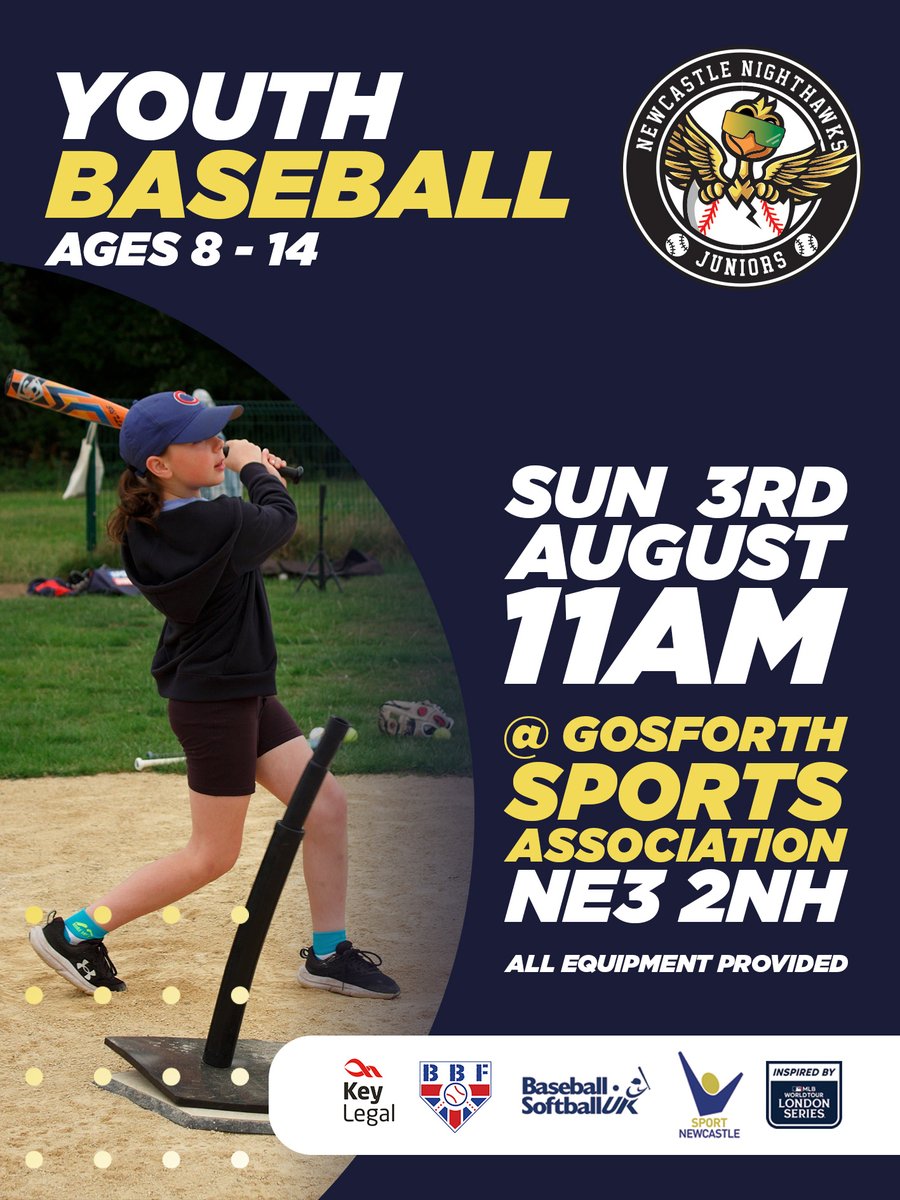 After a great opening session last Sunday we will be hosting Youth Baseball training again.

⚾All equipment Provided
⚾Come along and learn the fundamentals of baseball
⚾Make Friends
⚾Have Fun!

Register at club.spond.com/landing/course…
#sportnewcastle #newcastle