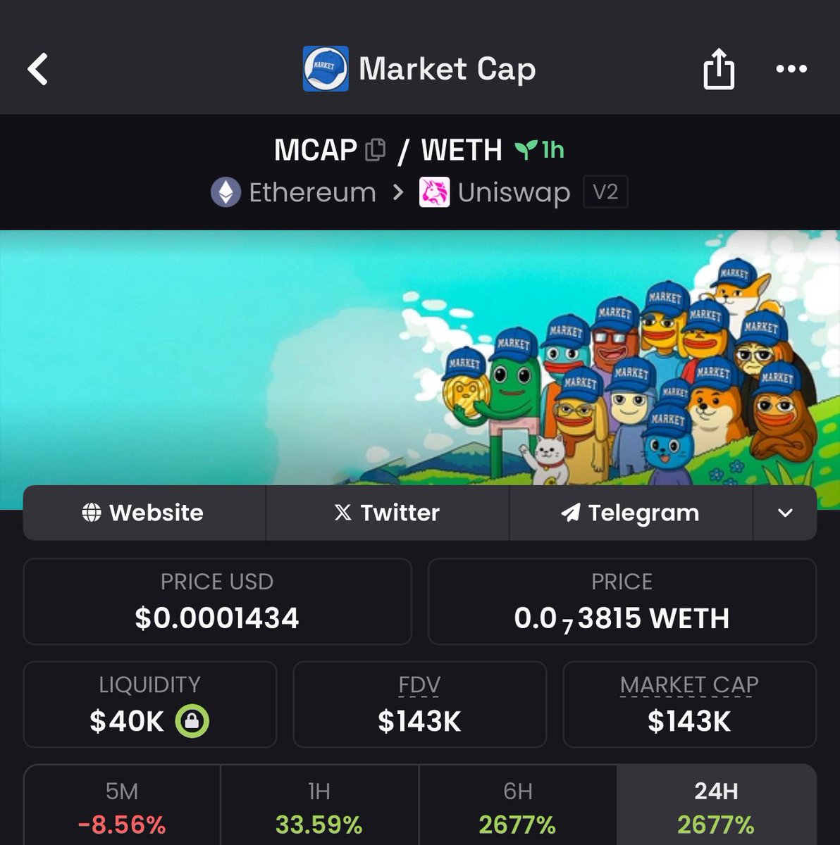 0x4b3e8d49221381D89e9081019C52AfF215eF601e

$MCAP - 143k