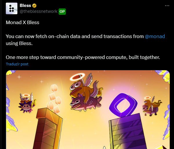 RjcriptoX's tweet photo. 🚀 Monad X Abençoe! Agora dá pra buscar dados on-chain e enviar transações de @monad com @theblessnetwork . Mais um passo rumo à computação movida pela comunidade, construída juntos! 💪 #Monada #Bless https://t.co/islrenWaXh