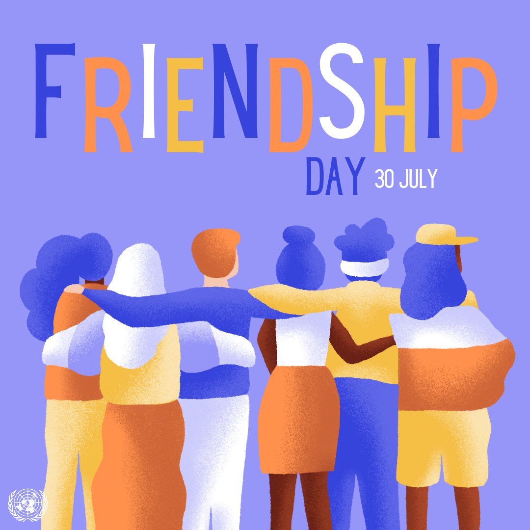 As people around the world grapple with serious challenges in their daily lives, friendship can foster well-being, build bridges &amp; inspire solidarity between communities.

Wednesday is #FriendshipDay.

un.org/en/observances…