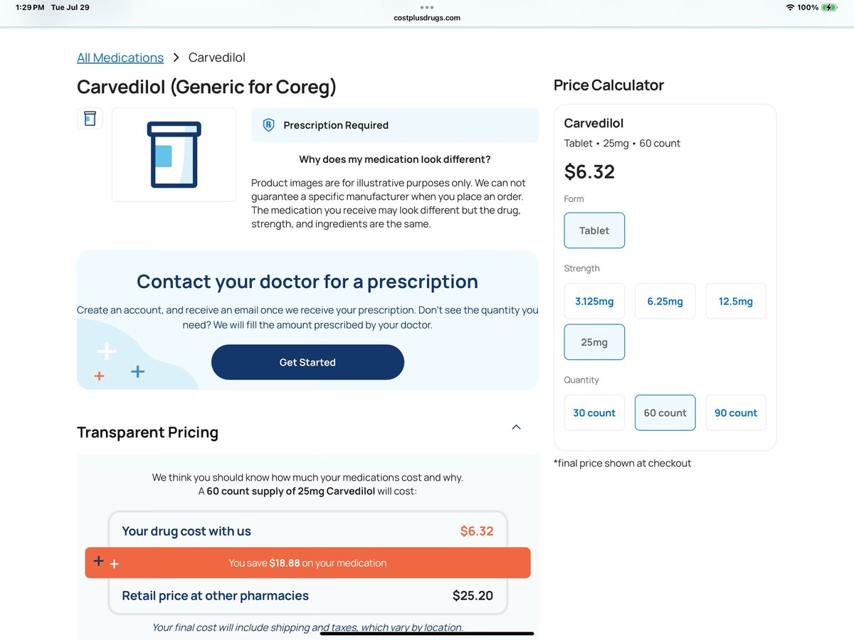 gcfmd's tweet image. Documentation:

ARNI+BB+MRA+SGLT2i 

Cash price, 30 day supply 

$121.11

Please note standard shipping costs of $5 not included