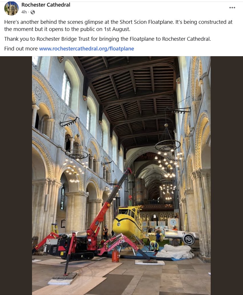 Good Lord! (literally!) The unique Short Scion wreck I ‘sourced’ for Medway Aircraft Preservation Society from ‘Chalky’ White at Redhill all those years ago is progressing well in its restoration and is about to go on temporary show at, of all places, Rochester Cathedral!