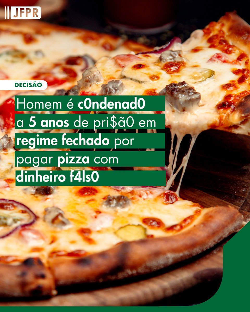 A 3.ª Vara Federal de Maringá condenou um vendedor a cinco anos e três meses de prisão em regime inicial fechado pelo uso de dinheiro falso para pagar uma pizza. 

⚖️ Leia mais em abrir.link/vXUjv