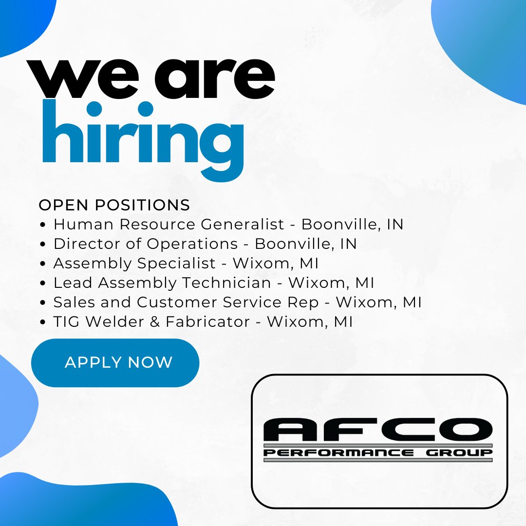 Great people. Great work. Great opportunity. Join our team → afcoperformancegroup.com/careers