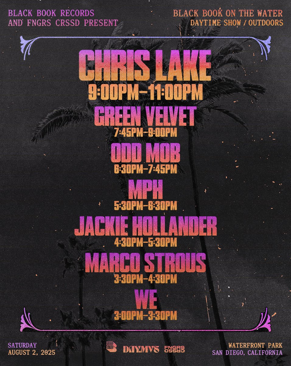 FNGRSXCRSSD's tweet photo. T-minus 4 days 🌞 #DAYMVS x @chrislake
Still need a ticket? We’ve partnered with @tixelofficial so you can safely buy or sell verified tickets to other fans.
The official waitlist is LIVE → https://t.co/RJUjbNsn4C https://t.co/ZzOwYOl0O9