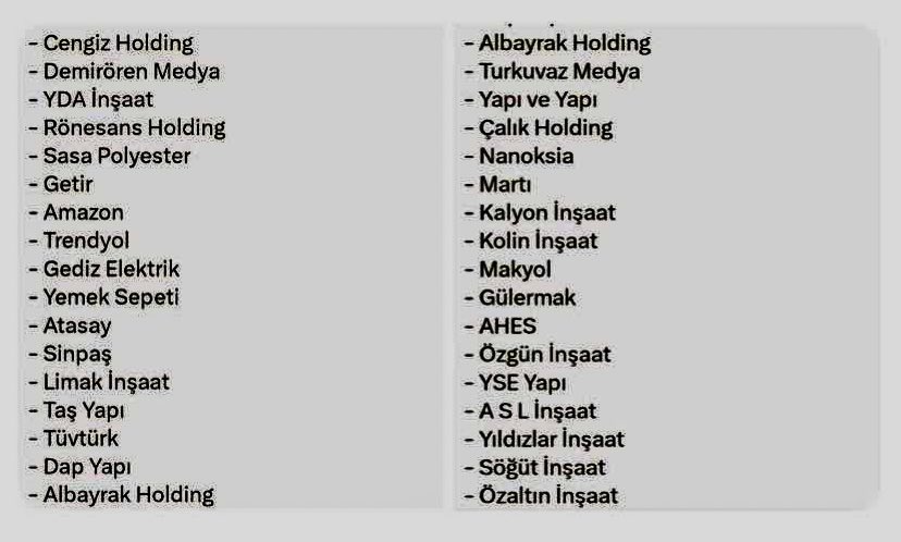 🔴 Bu şirketlerin hiçbiri vergi ödemiyormuş. Üstelik son 3 yıldır.‼️

Demek ki boşa vatandaşa pamuk eller cebe demiyorlar. 

Zenginin ödemediği vergiyi fakirden almaya devam. 

 #CHPKomisyonaKatılma