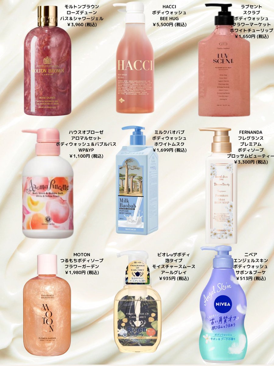 すれ違いざまほのかにいい香りがする爆美女たちが高確率でつかってるボディソープまとめ!! 香水苦手って人にもおすすめです⤵︎