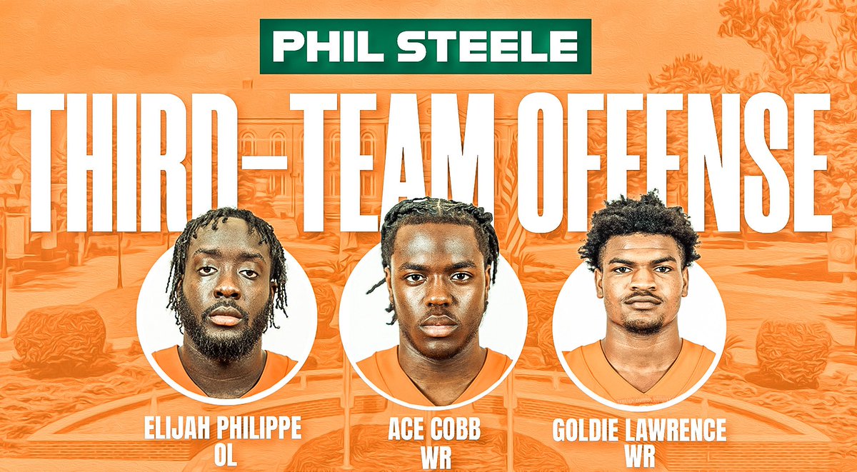 3rd Team Offense

Ace Cobb, WR
Goldie Lawrence, WR
Elijah Philippe, OL

🧵