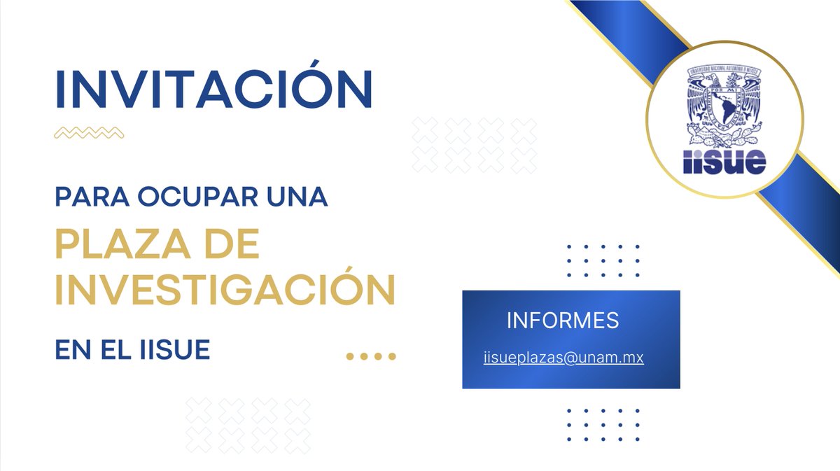 Invitación para ocupar una plaza de investigador en el #IISUEUNAM, en el área de teoría y pensamiento educativo
Abierta hasta el 25 de agosto: iisue.unam.mx/nosotros/convo…
#Investigación #Investigación #Plaza #Teoría #PensamientoEducativo <a href="/ahunam_difusion/">Ahunam Archivo Histórico de la UNAM</a> <a href="/PerfilesUNAM/">Perfiles Educativos</a> <a href="/DGDH_UNAM/">Divulgación de las Humanidades, UNAM</a>