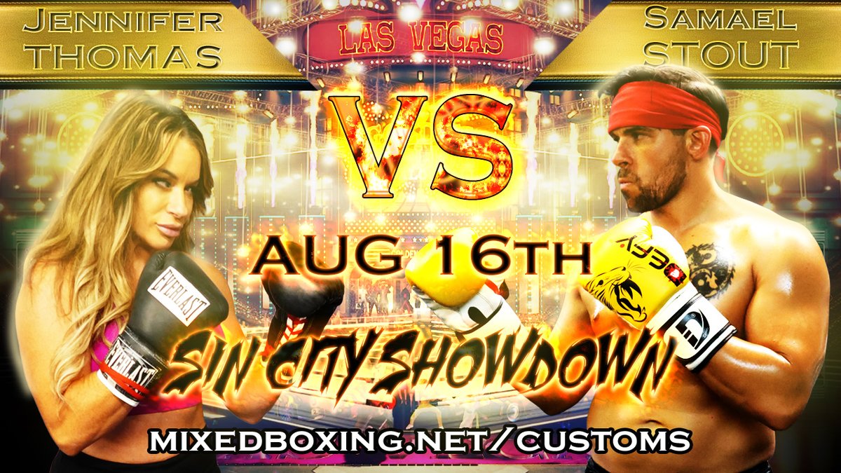 Felicia Braddock (@thefeliciab) on Twitter photo Meeting in the ring for the first time ever Aug 16th
<a href="/RealJenThomas/">Jennifer Thomas</a> vs <a href="/SamStoutFights/">Samael Stout</a>
Book your customs via mixedboxing.net/customs Meeting in the ring for the first time ever Aug 16th
<a href="/RealJenThomas/">Jennifer Thomas</a> vs <a href="/SamStoutFights/">Samael Stout</a>
Book your customs via mixedboxing.net/customs