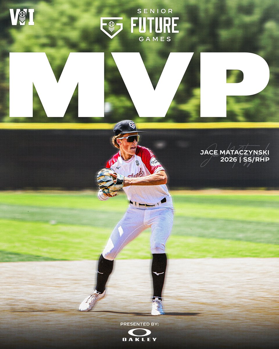 🥇 𝟚𝟘𝟚𝟝 𝕊𝕖𝕟𝕚𝕠𝕣 𝔽𝕦𝕥𝕦𝕣𝕖 𝔾𝕒𝕞𝕖𝕤: 𝕄𝕍ℙ 🥇
powered by: @Oakley 

𝙄𝘾𝙔𝙈𝙄: Congrats to the #PBSFG25 Most Valuable Player, 2026 INF/RHP <a href="/JaceMataczynski/">Jace Mataczynski</a> (Hudson HS, WI). 👏

<a href="/PrepBaseballWI/">Prep Baseball Wisconsin</a> || <a href="/ShooterHunt/">Shooter Hunt</a>