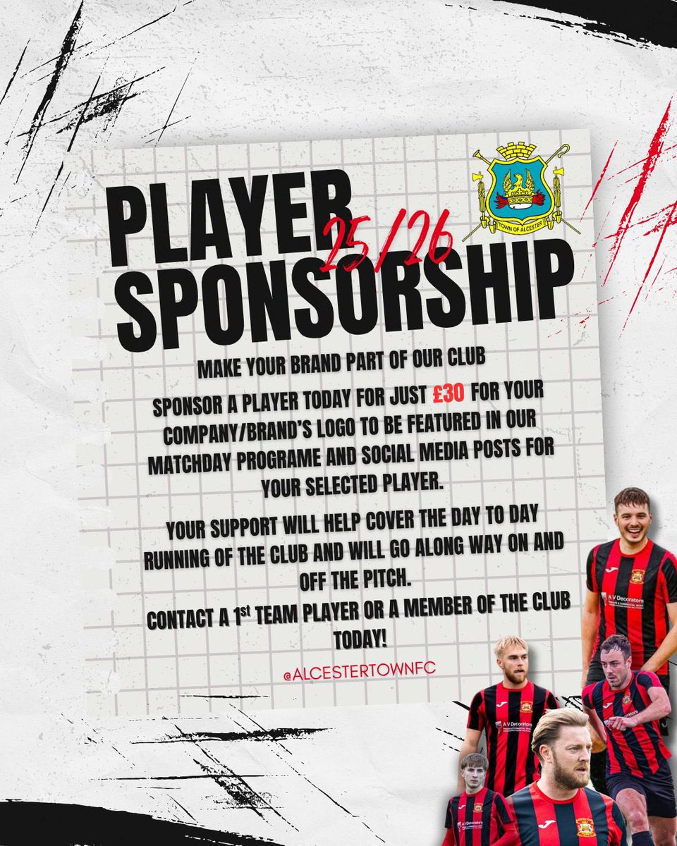 𝗣𝗟𝗔𝗬𝗘𝗥 𝗦𝗣𝗢𝗡𝗦𝗢𝗥𝗦𝗛𝗜𝗣 | 

We are delighted to offer Player Sponsorships for the 2025/26 season - one of the most popular ways you can support your club &amp; your favourite player at the same time!