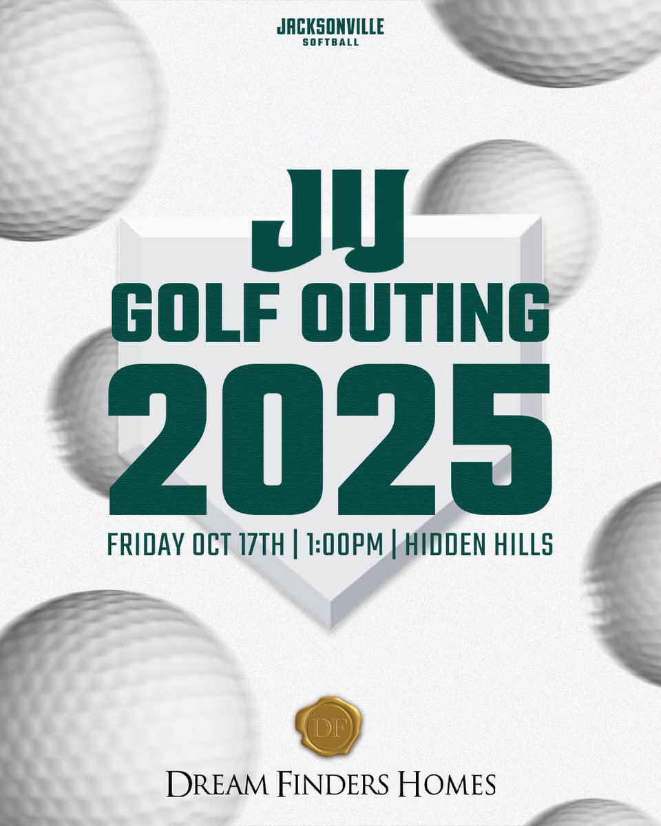 Support JU Softball through this year’s Golf Outing, presented by Dream Finders Homes 🥎 X ⛳️

Click the link in our bio for more information. See you out there 😎

#JUPhinsUp