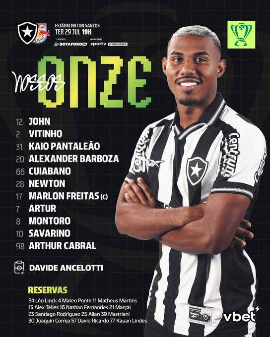 Botafogo definido para enfrentar o RB Bragantino
