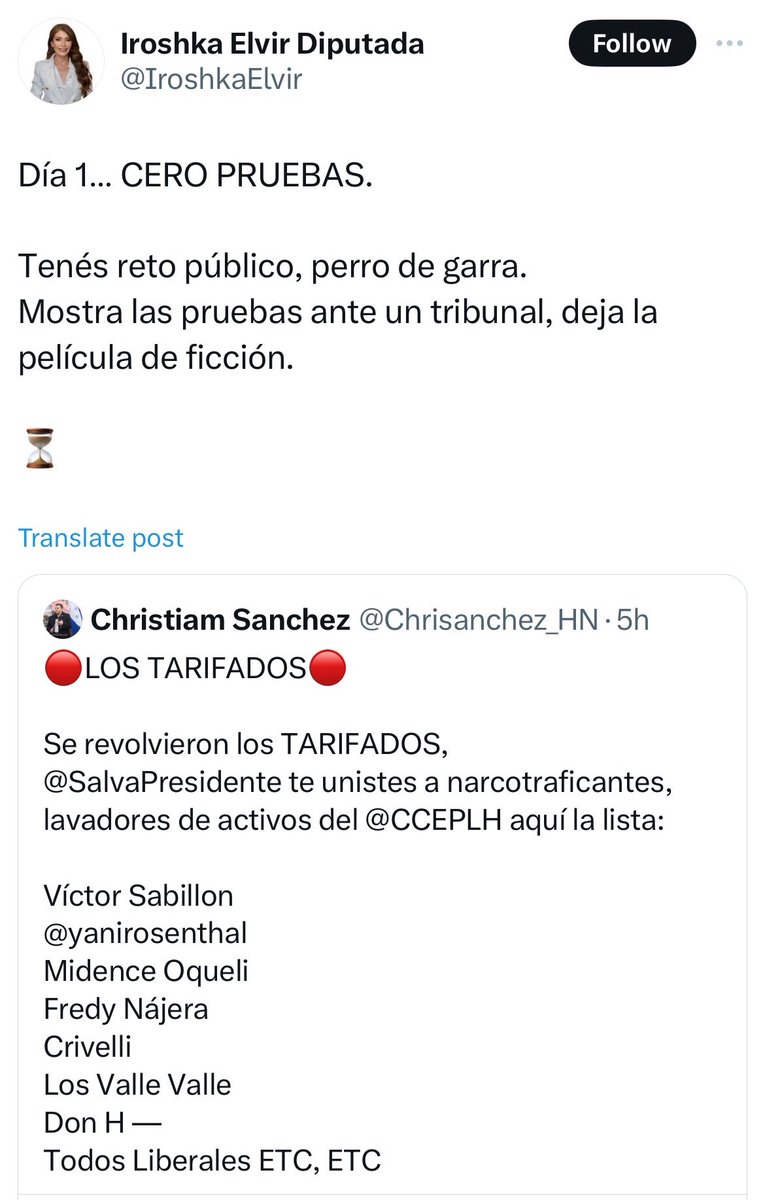 🔴 ¿POR QUÉ NASRALLA NOS DEMANDÓ EN FLORIDA… Y LUEGO HUYÓ DE SU PROPIO JUICIO?🔴
<a href="/SalvaPresidente/">Salvador Nasralla</a> <a href="/IroshkaElvir/">Iroshka Elvir Diputada</a> <a href="/yanirosenthal/">Yani Rosenthal 🇦🇹</a>  👇🏻👇🏻👇🏻

x.com/prohn_honduras…