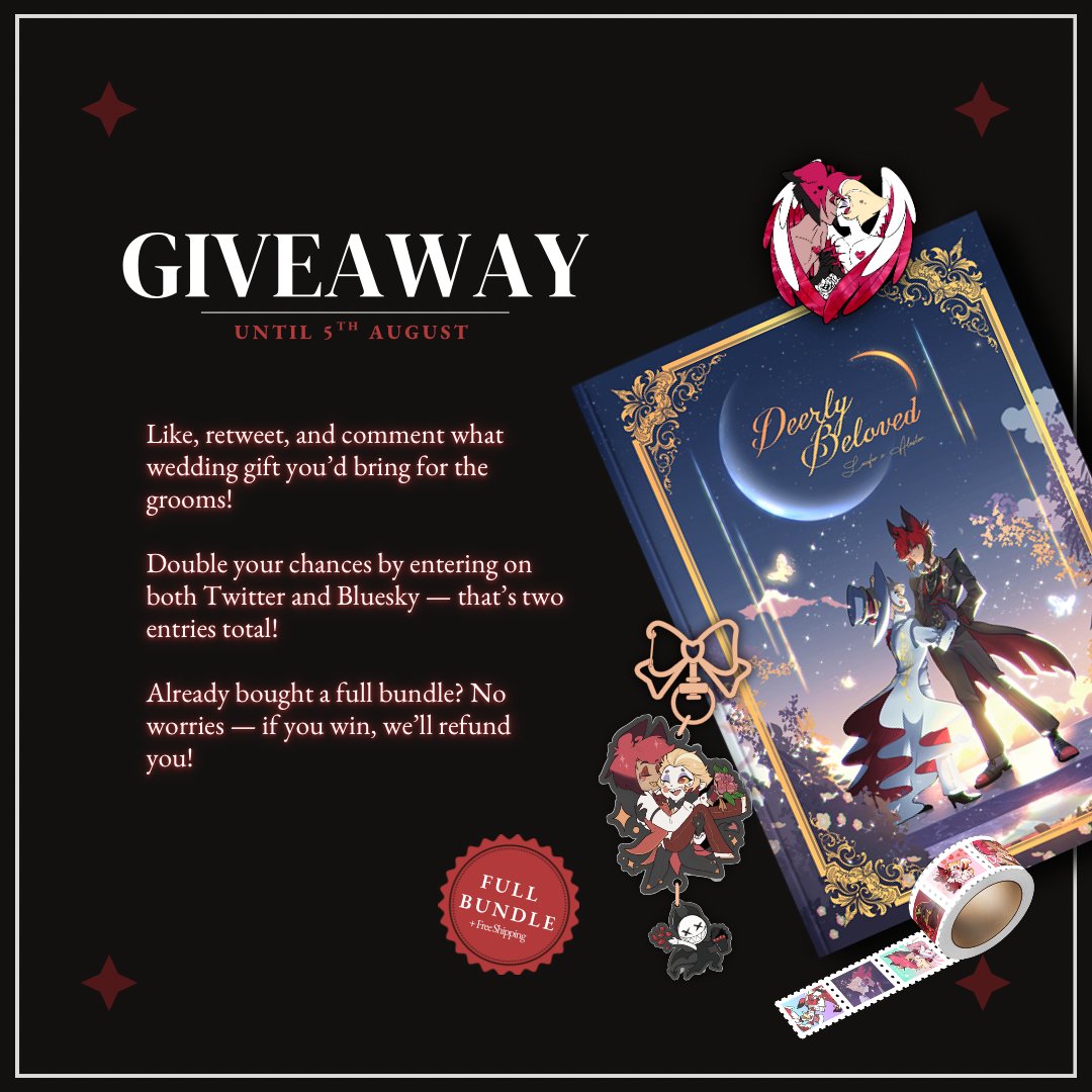 🥂 GIVEAWAY 🥂

As we enter the last two weeks of the wedding, our grooms have decided to give you all one last surprise! A FREE FULL BUNDLE GIVEAWAY!!! 🍾🍾🍾

Details below! Winner will be randomly chosen and announced on Thursday, August 7th! GOOD LUCK AND THANK YOU!