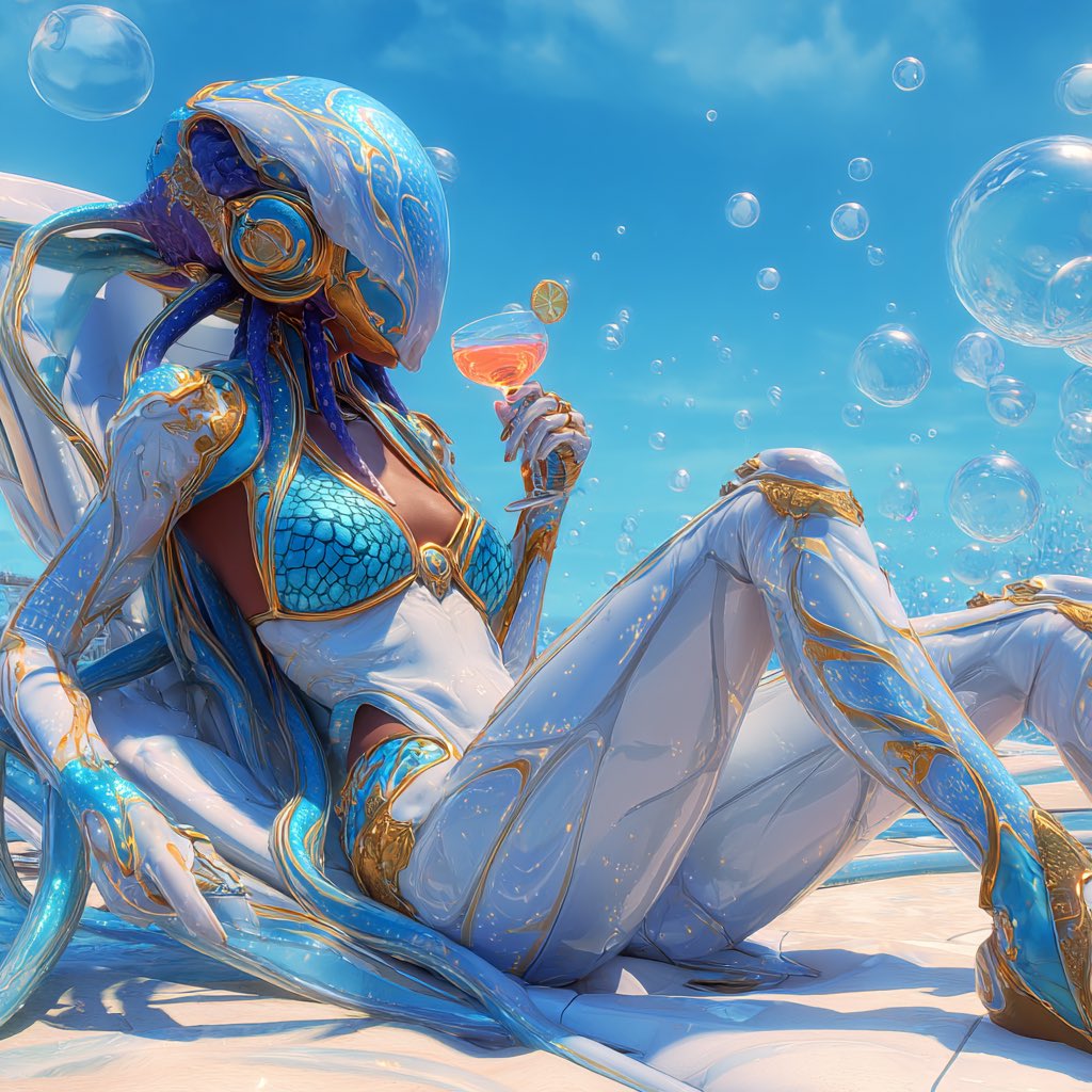 JROCKN1's tweet photo. 👽 day drinking at the bubble beach
#AIArt #AlienEdition #ImagineArt #ImagineArtWeekly #OutOfTheDay
#AIArtChallenge #aiartcommunity https://t.co/RDuNa5aLg6